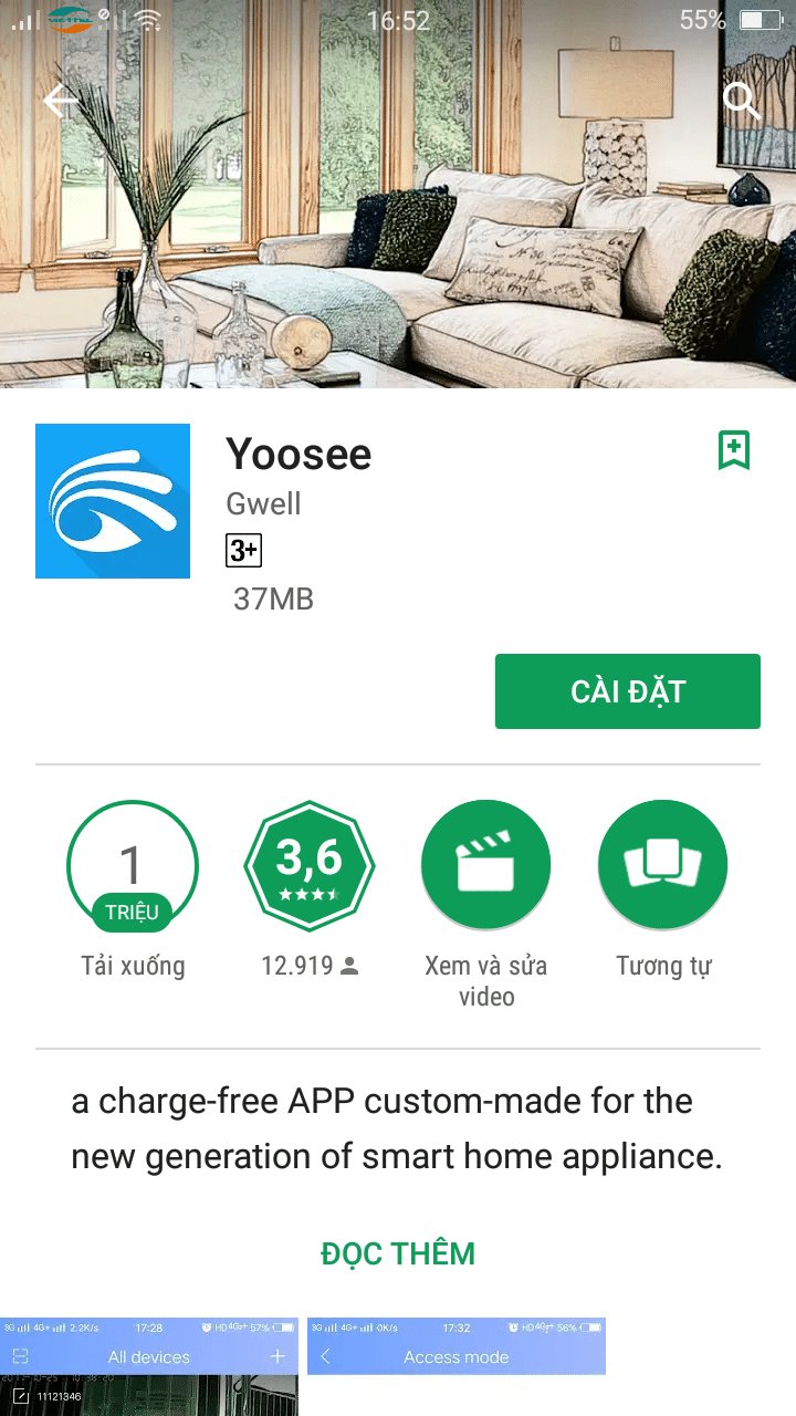 Hướng dẫn thiết đặt Camera Yoosee 2 râu bên trên điện thoại thông minh Android chi tiết