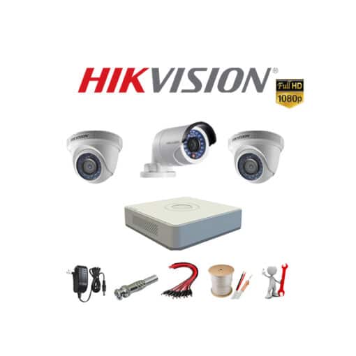 Trọn bộ 3 Camera Hikvision 2MP Full HD 1080P chính hãng