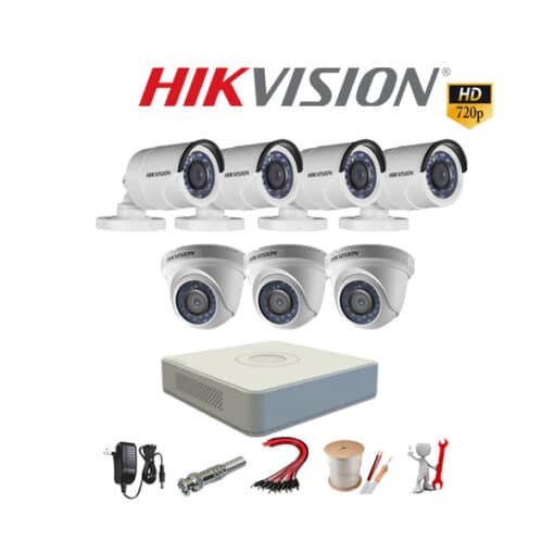 Trọn bộ 7 mắt camera Hikvision 1.0M HD 720P