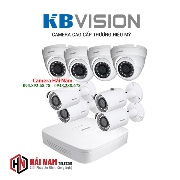 Trọn bộ 8 camera KBvision 5MP SUPER HD 2K, IP67, IR 30m